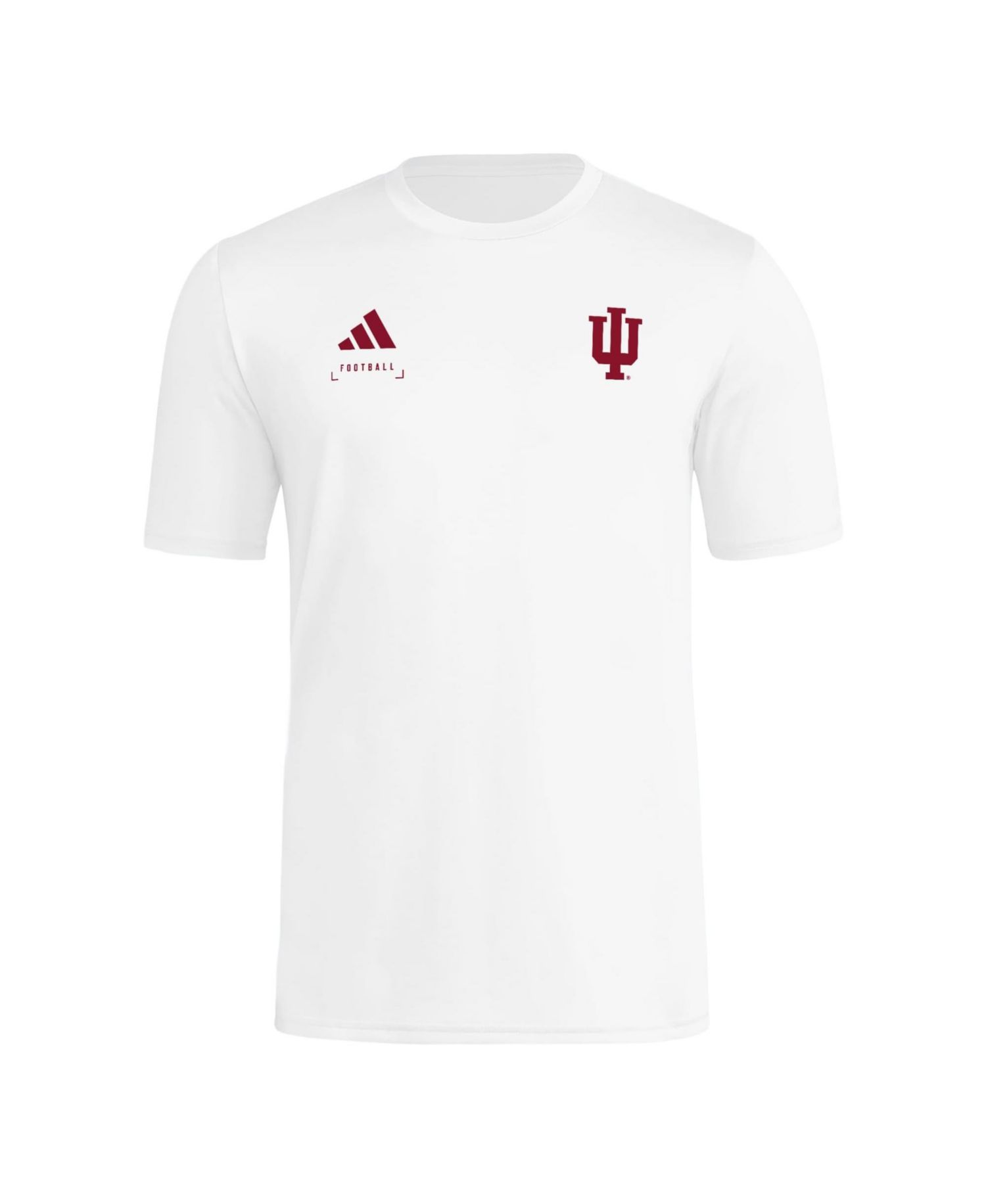 Men's White Indiana Hoosiers Locker Football Icon AEROREADY Pre-Game T-Shirt