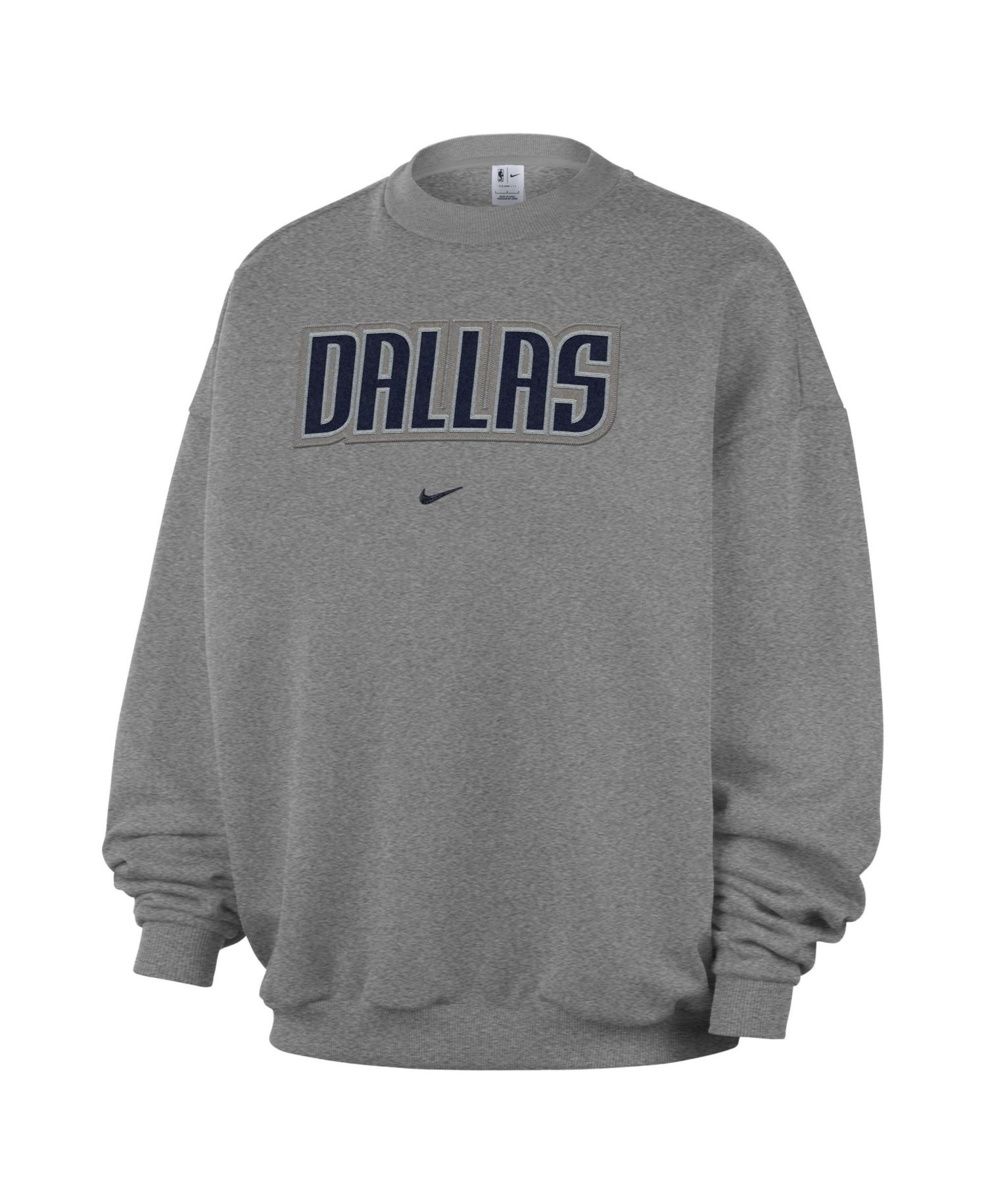 Men's Dark Heather Gray Dallas Mavericks Standard Issue Wordmark Fleece Crewneck Sweatshirt