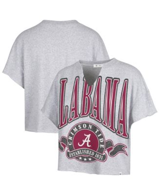 Women's '47  Gray Alabama Crimson Tide Banners Out Oversized Notch-Neck T-Shirt