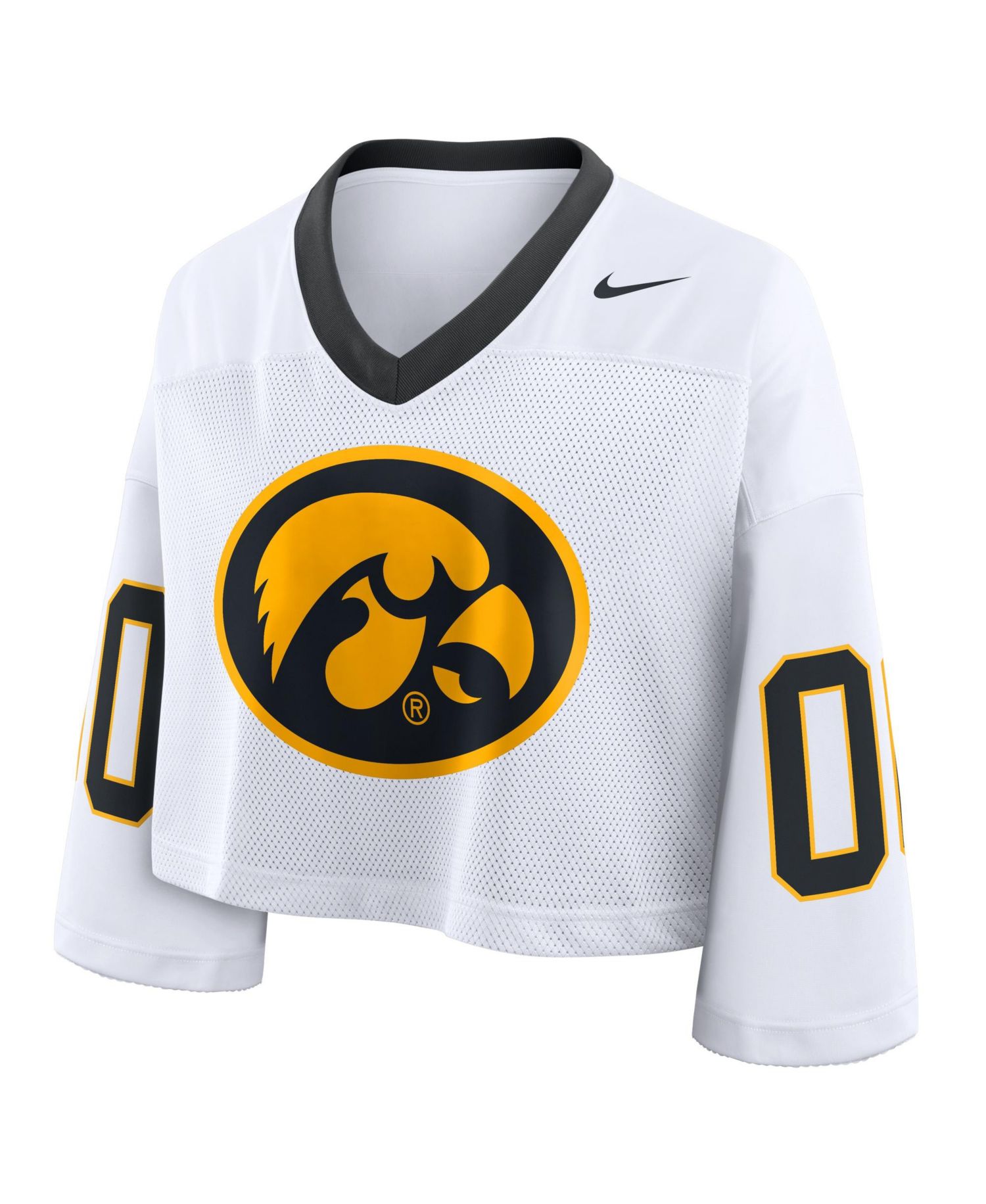 Women's White Iowa Hawkeyes Oversized Logo Cropped Fashion Jersey