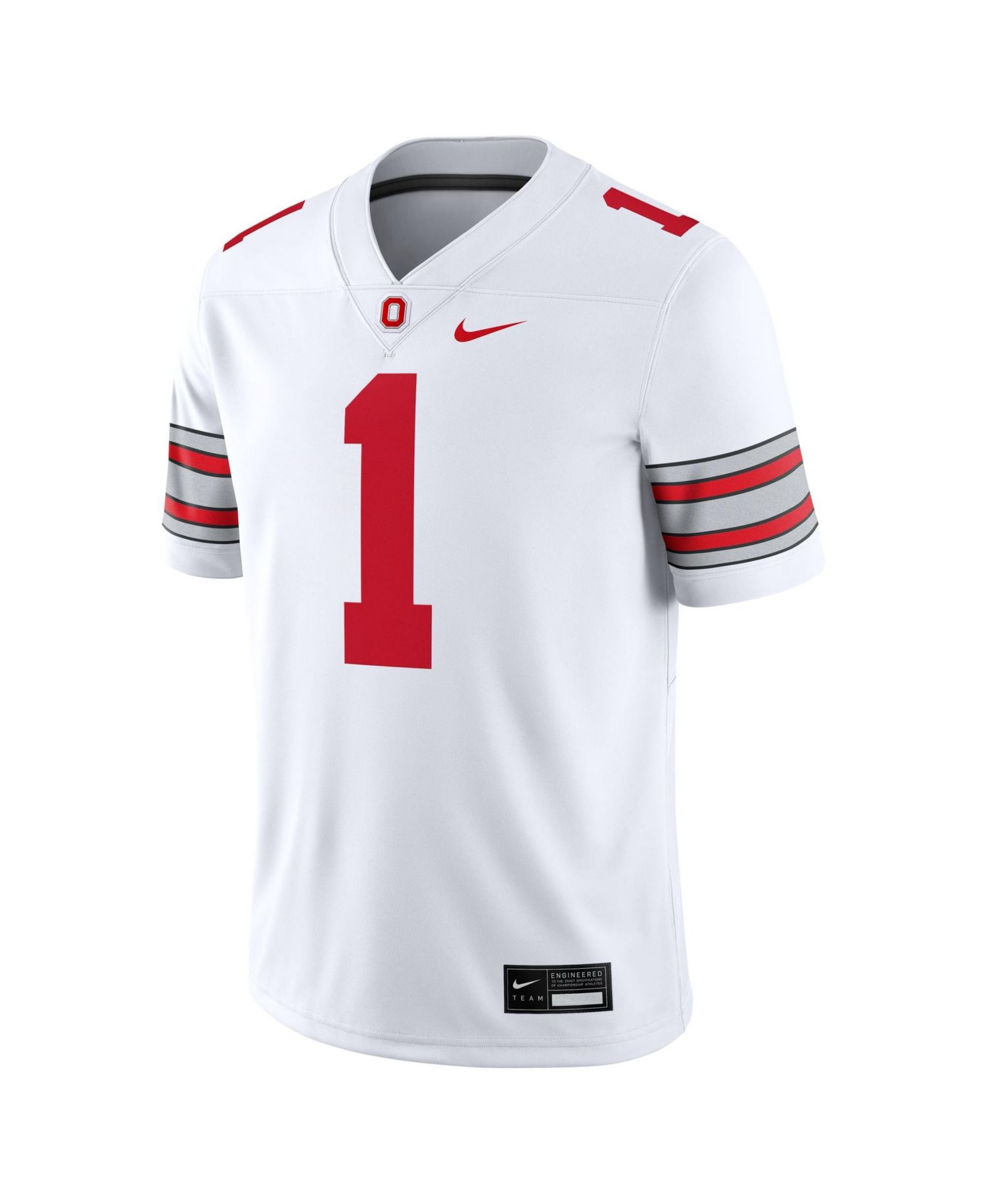 Men's 1 White Ohio State Buckeyes Road Game Football Jersey