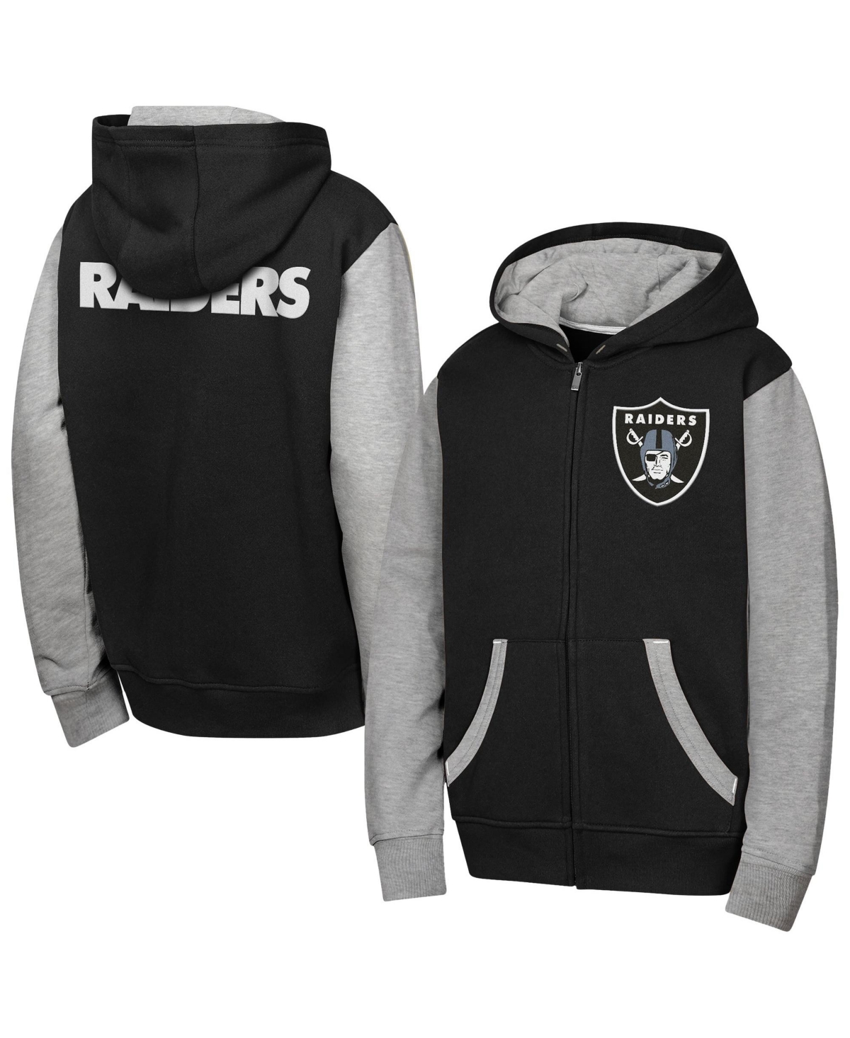 Outerstuff Boys' and Girls' Las Vegas Raiders Full-Zip Color-Block Fleece-Lined Hoodie