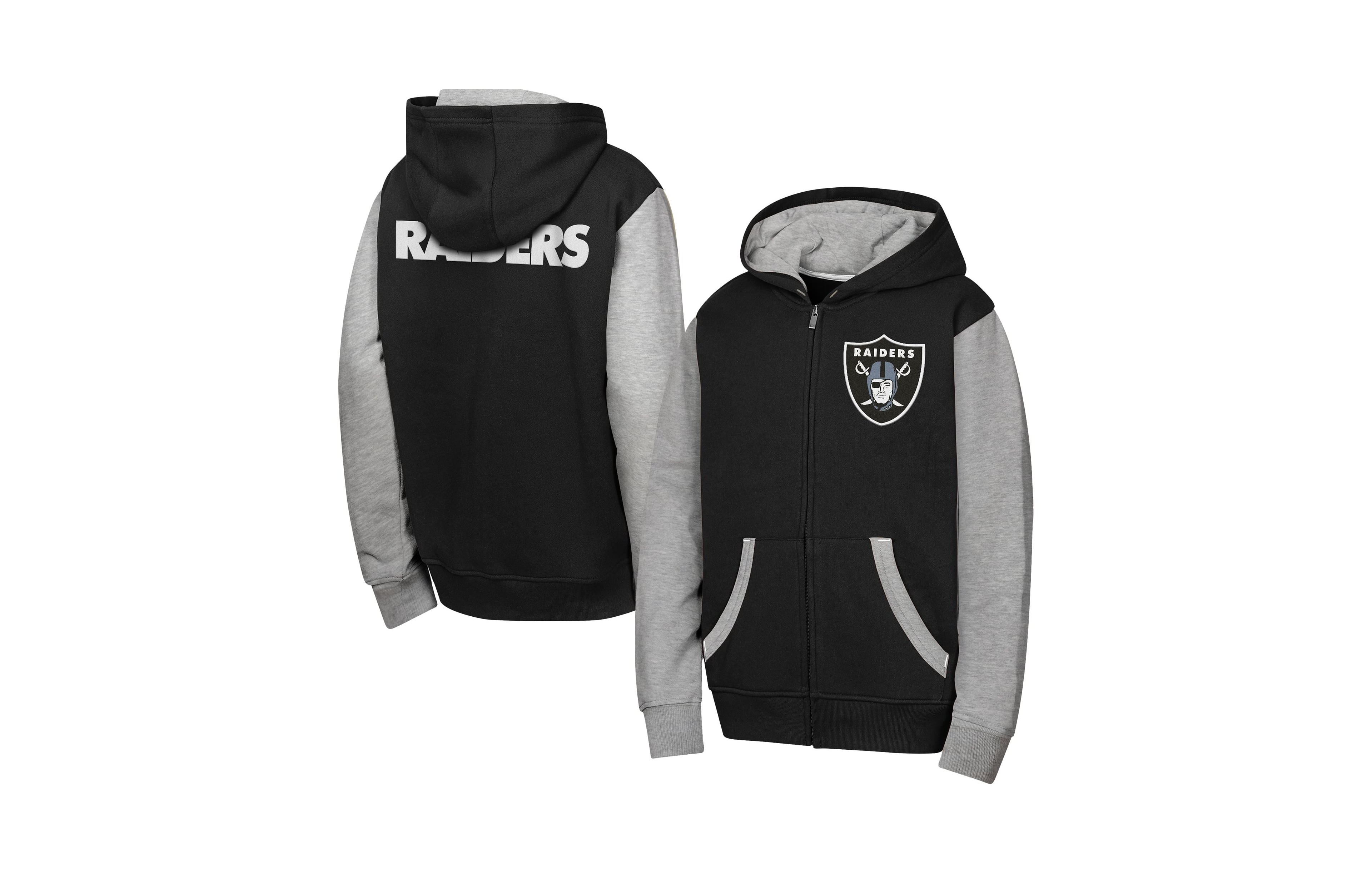 Outerstuff Boys' and Girls' Las Vegas Raiders Full-Zip Color-Block Fleece-Lined Hoodie