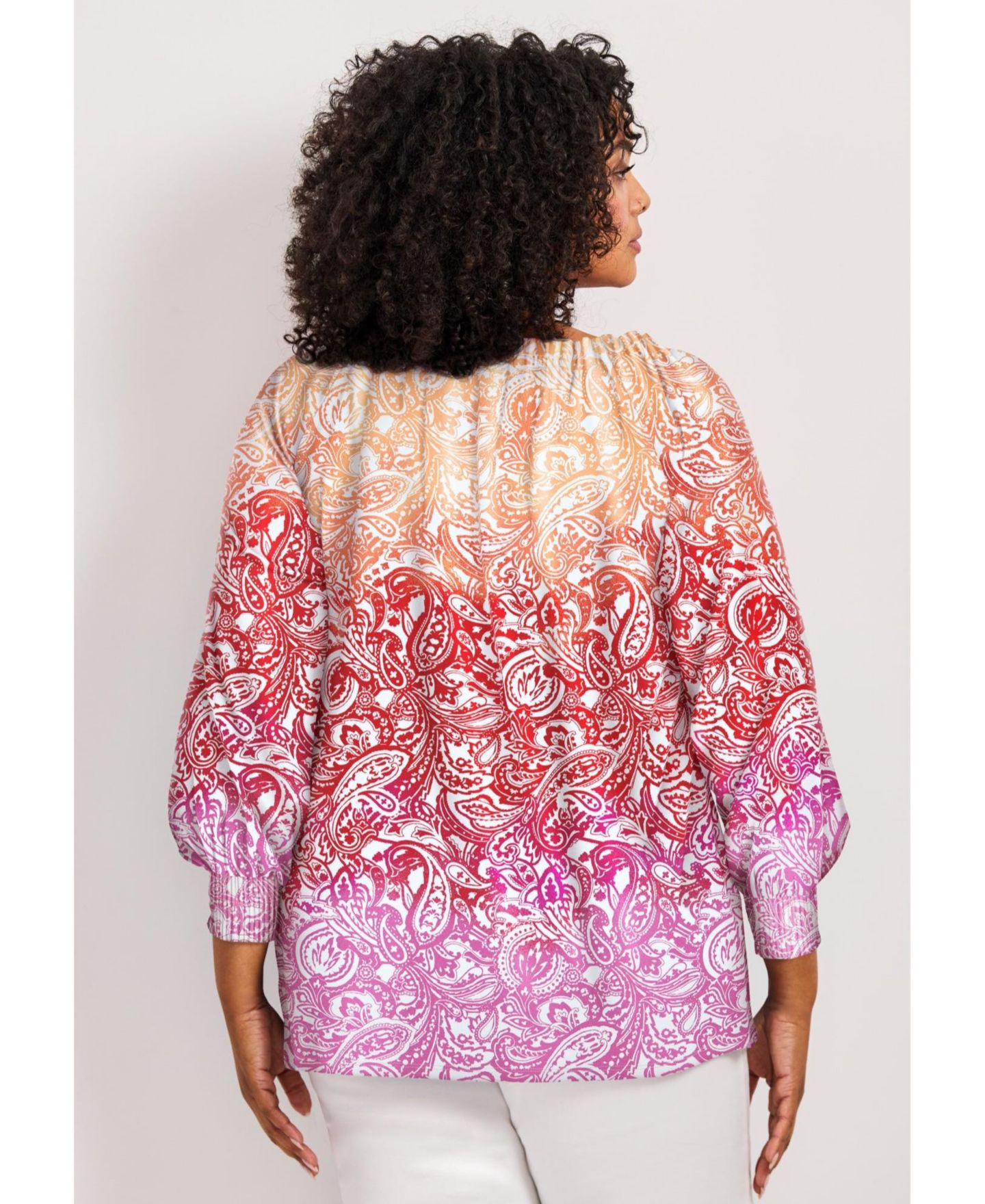 Женский топ Avenue Plus Size Ombre Print, цвет: Warm Ombre Paisley — фото 4
