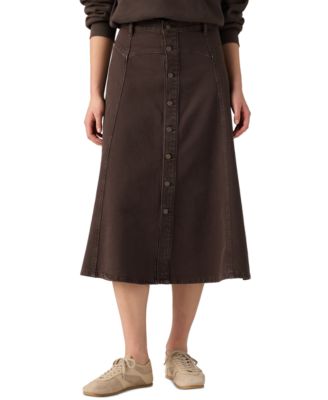 Women's Yoked Western Midi A-Line Denim Skirt
