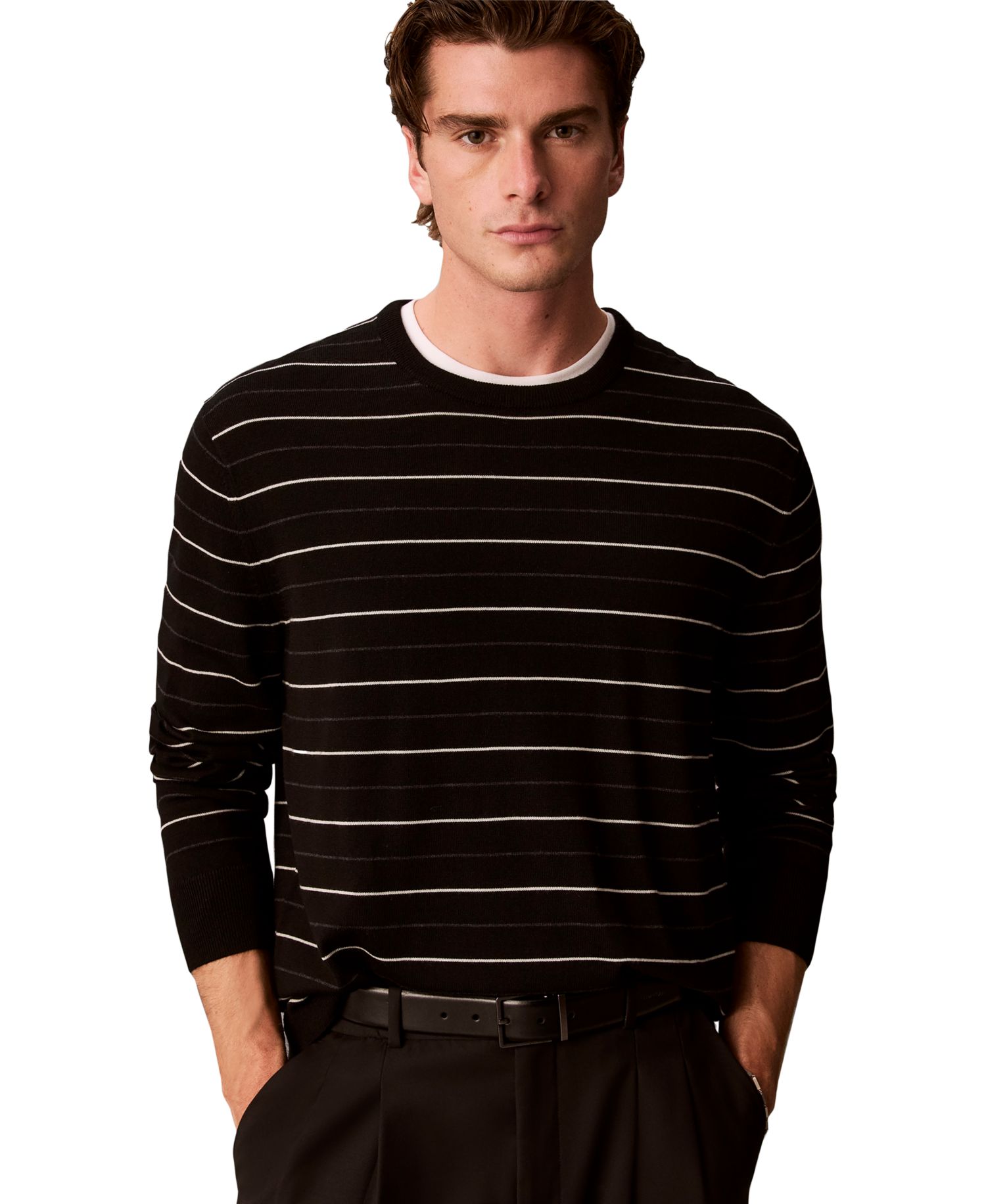 Men's Merino Stripe Lightweight Crewneck Sweater