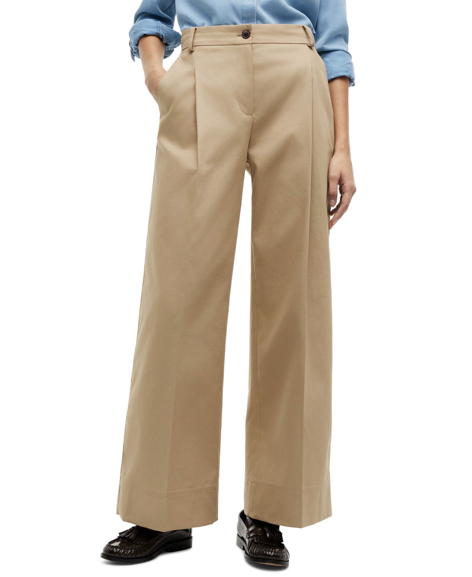 Women's Cotton Wide-Leg Chino Pants