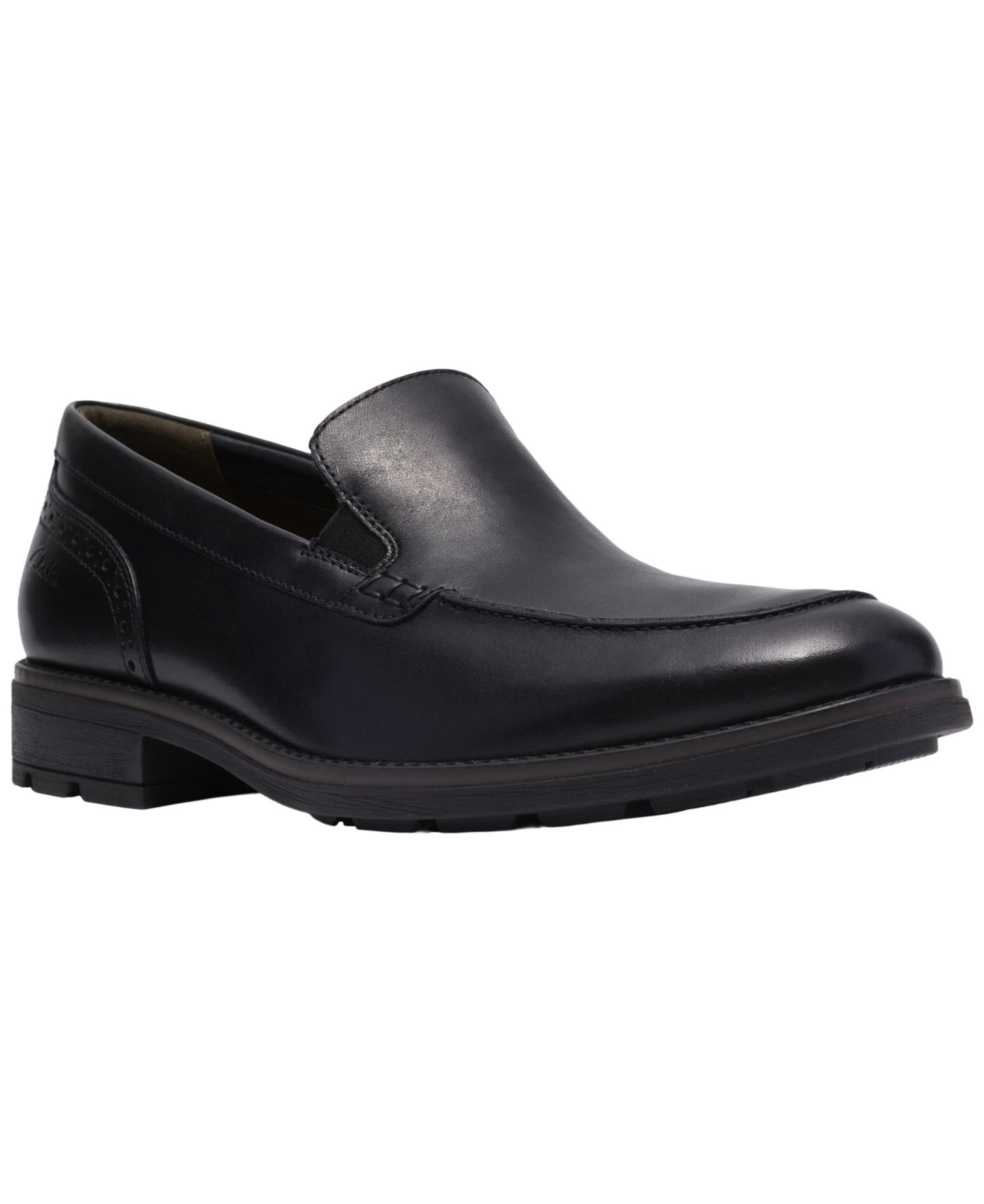 Мужские туфли Clarks Emmet Step Leather Round-Toe, цвет: Чёрный гладкий — фото 1