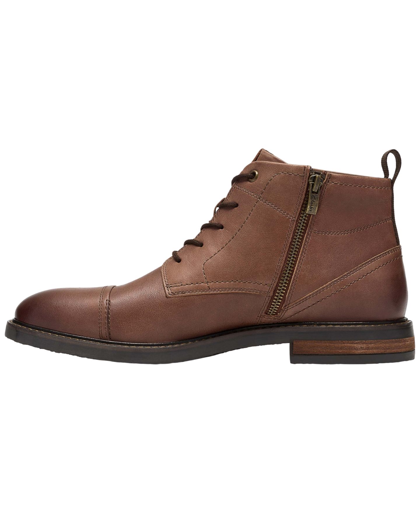 Мужские ботинки Clarks Jaxen Leather Cap-Toe Work Boots, цвет: Рыжевато-коричневый кожаный — фото 3