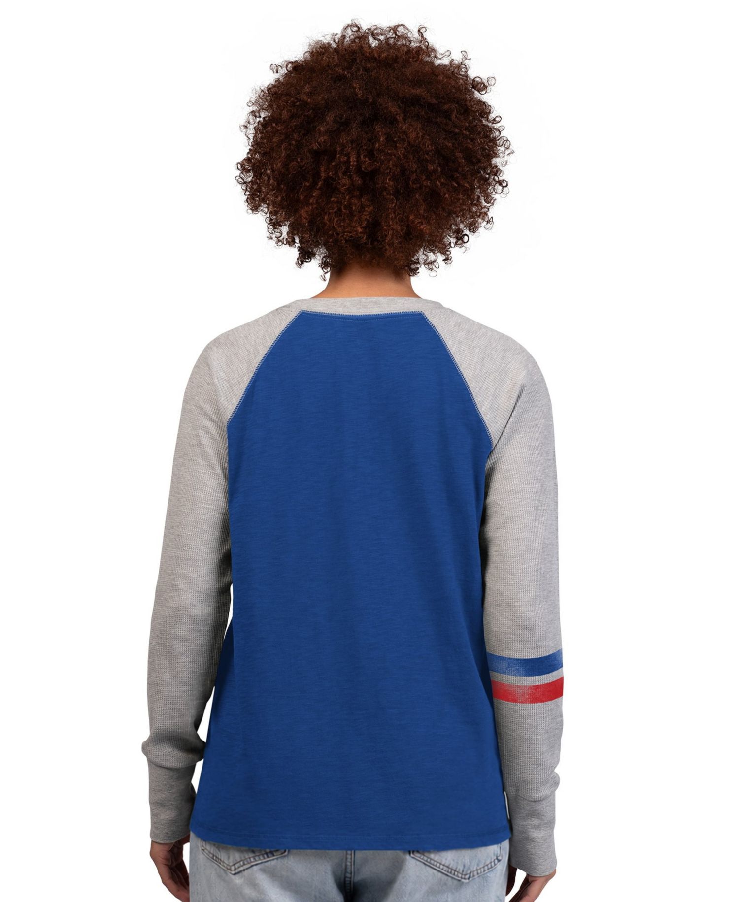 Women's Royal/Gray Buffalo Bills Throwback Waffle-Knit Raglan Long Sleeve T-Shirt