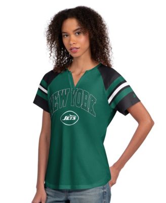 Women's Green New York Jets Game On Notch Neck Raglan T-Shirt