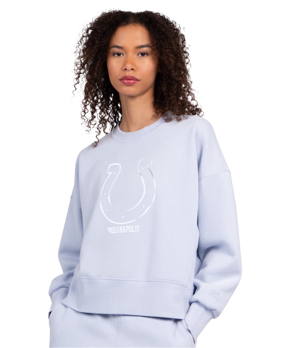 Starter Women's Light Blue Indianapolis Colts Travel Pastels Boxy Fleece Sweatshirt