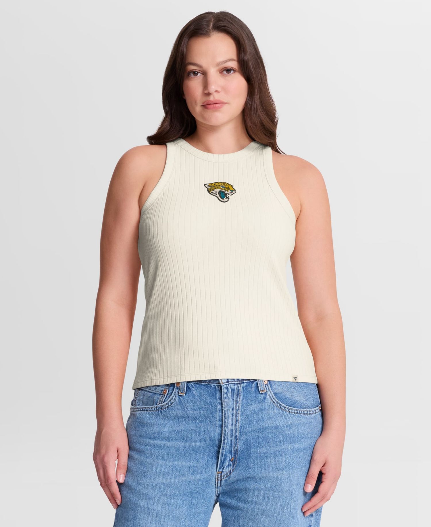 Women's Cream Jacksonville Jaguars Star Play Tri-Blend Ribbed Tank Top