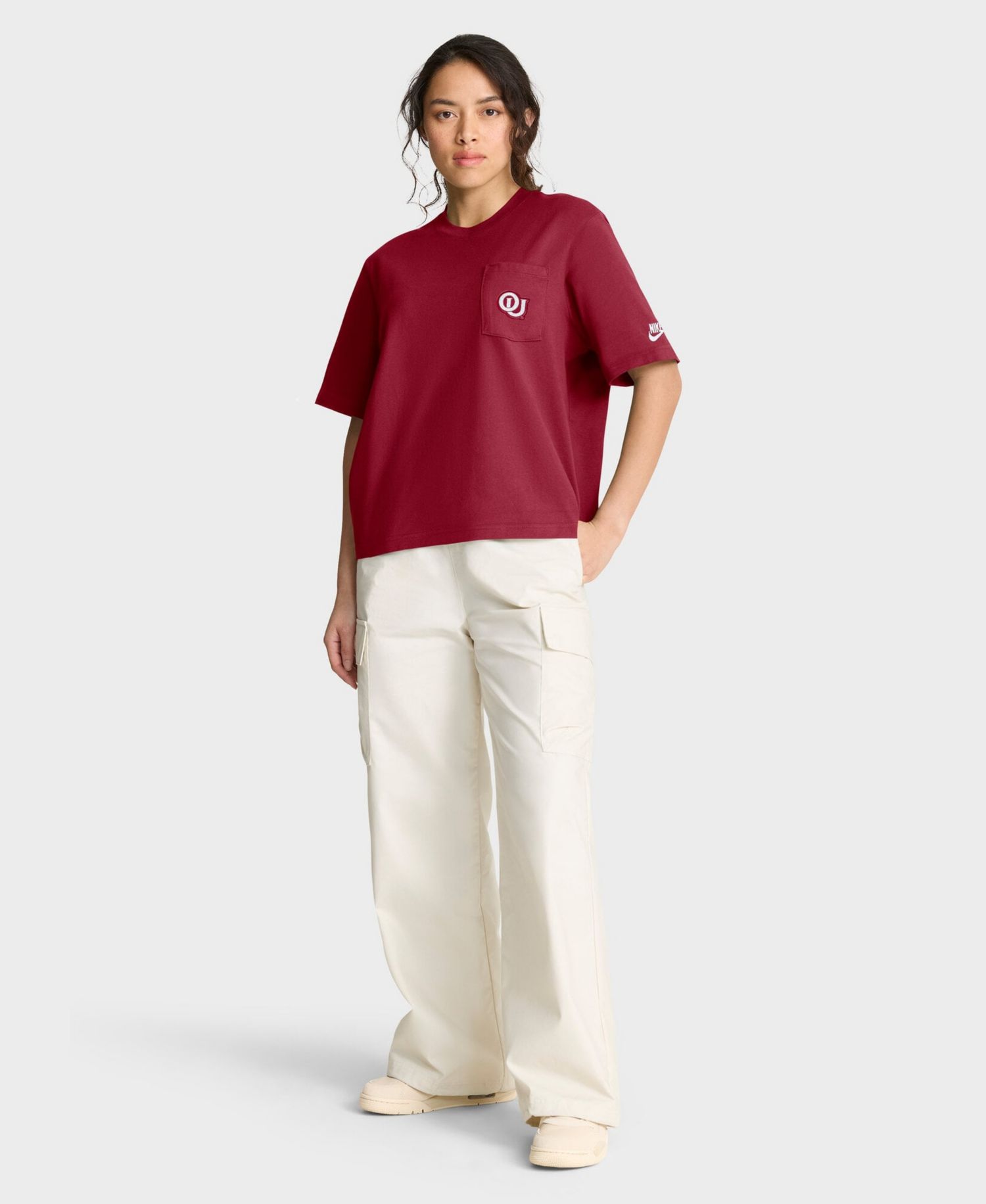 Women's Crimson Oklahoma Sooners Legacy Pocket Boxy T-Shirt