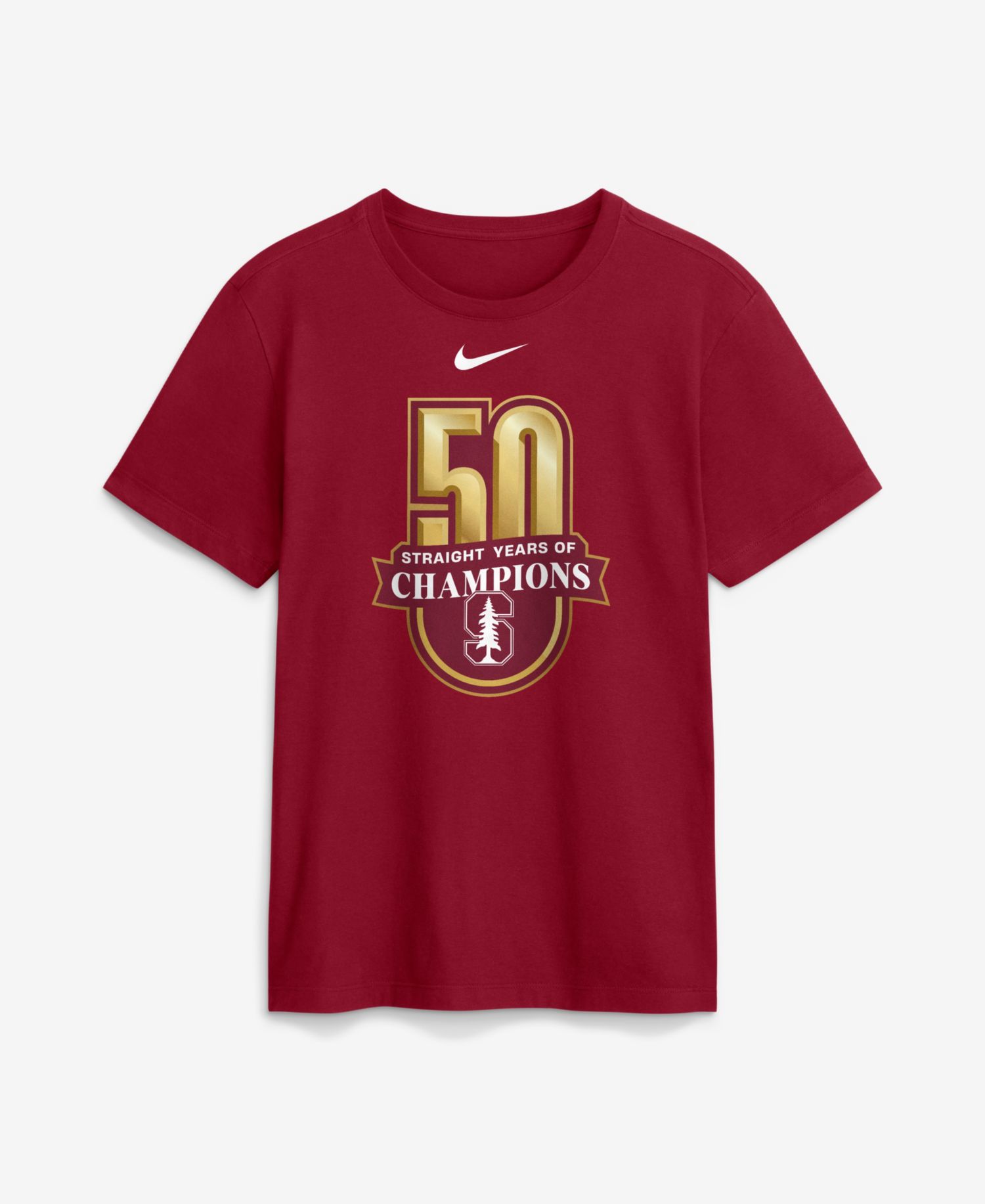 Men's Crimson Stanford Cardinal 50 Years of Champions T-Shirt