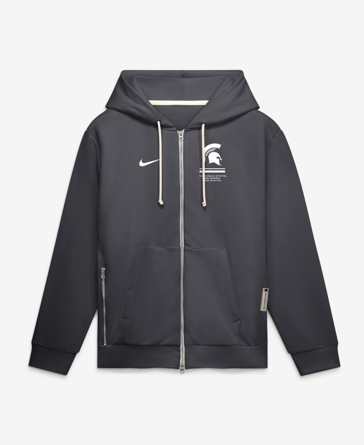 Men's Anthracite Michigan State Spartans 2026 Sideline Standard Issue Dri-FIT Full-Zip Hoodie