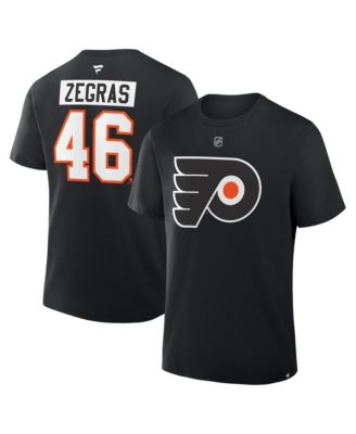 Men's Trevor Zegras Black Philadelphia Flyers Authentic Stack Name Number T-Shirt