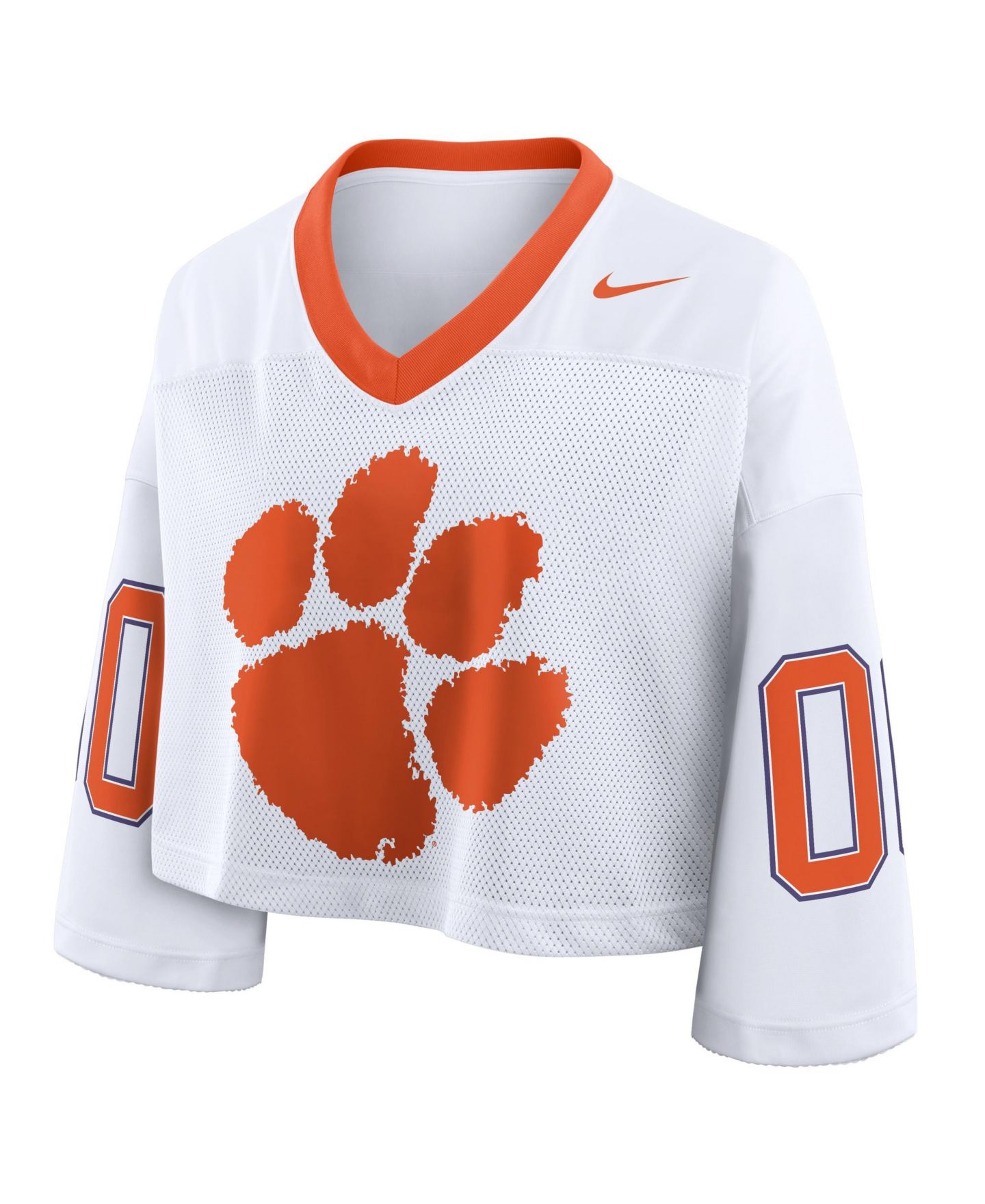 Женский топ Nike White Clemson Tigers Oversized Logo Cropped Fashion Jersey — фото 2