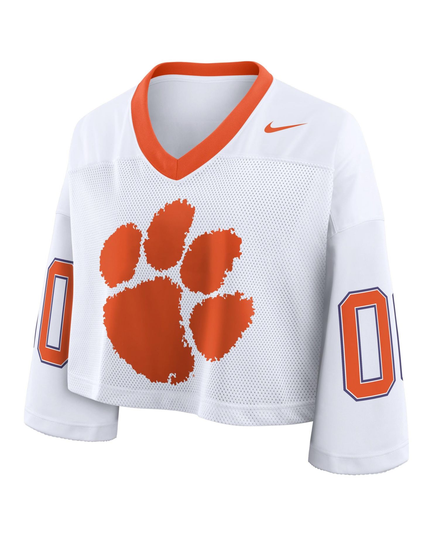 Women's White Clemson Tigers Oversized Logo Cropped Fashion Jersey
