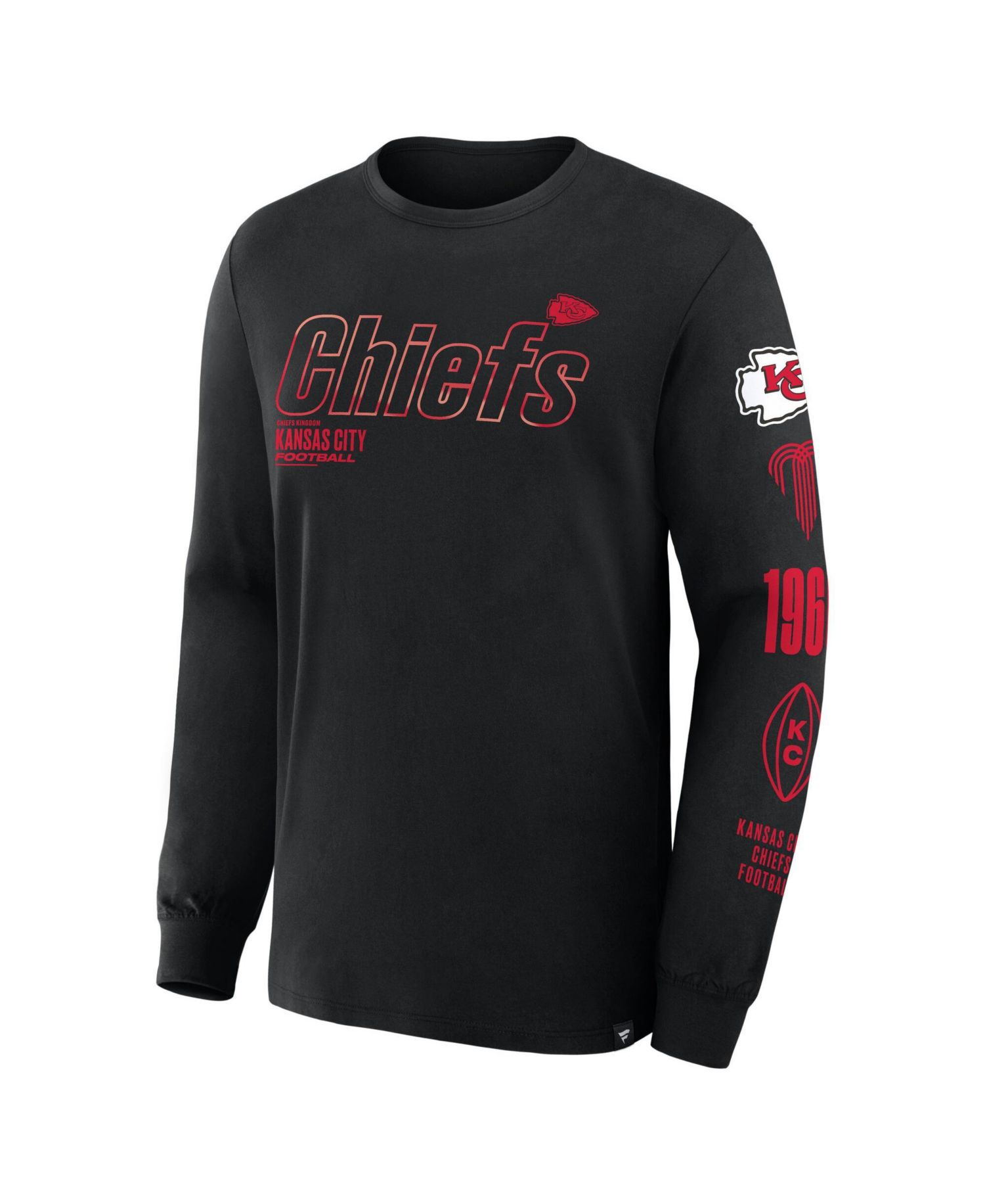 Men's Black Kansas City Chiefs Checkdown Pass Long Sleeve T-Shirt