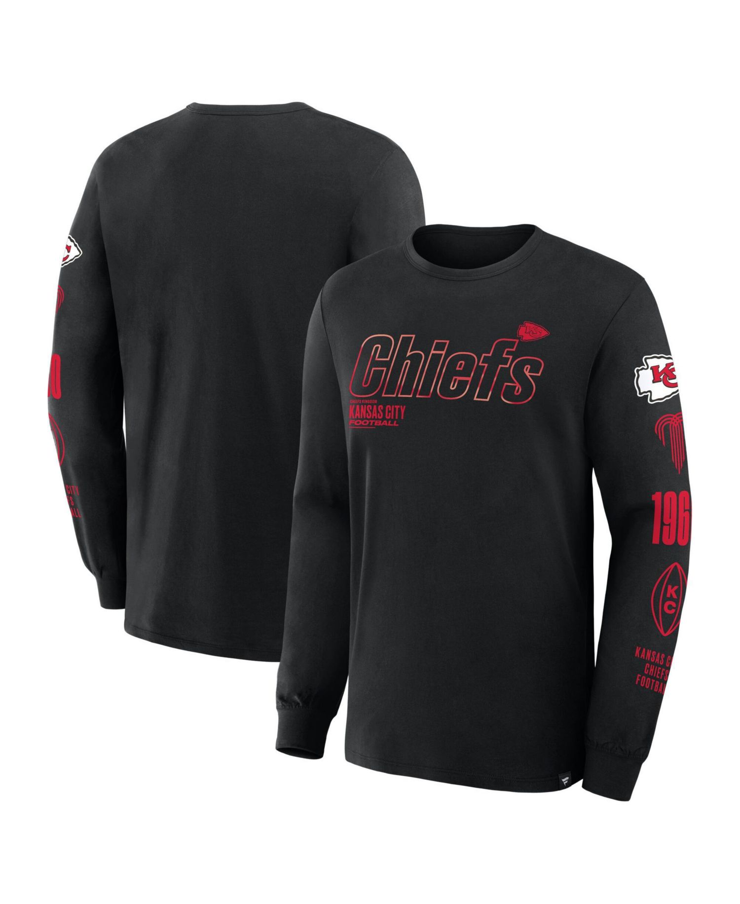 Men's Black Kansas City Chiefs Checkdown Pass Long Sleeve T-Shirt