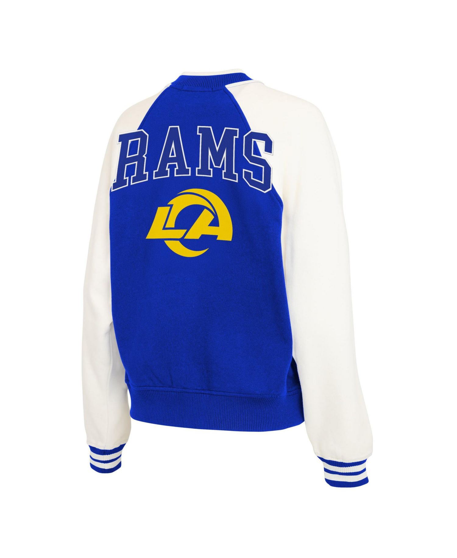 Women's Royal Los Angeles Rams Throwback Varsity Fleece Raglan Full-Zip Jacket
