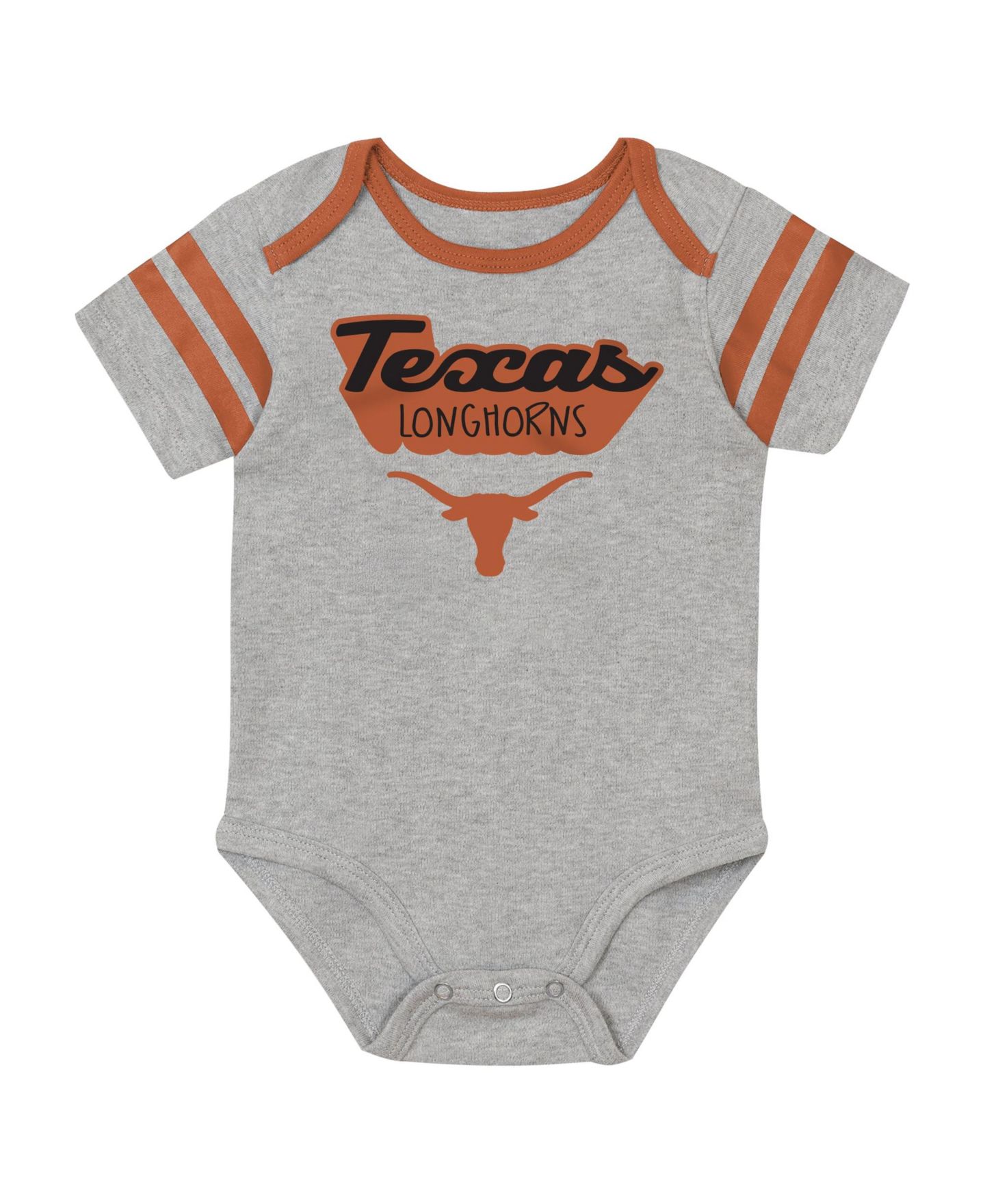 Outerstuff Baby Boys and Girls Texas Orange/Black/Gray Texas Longhorns Star Player Three-Piece Bodysuit Set — фото 3