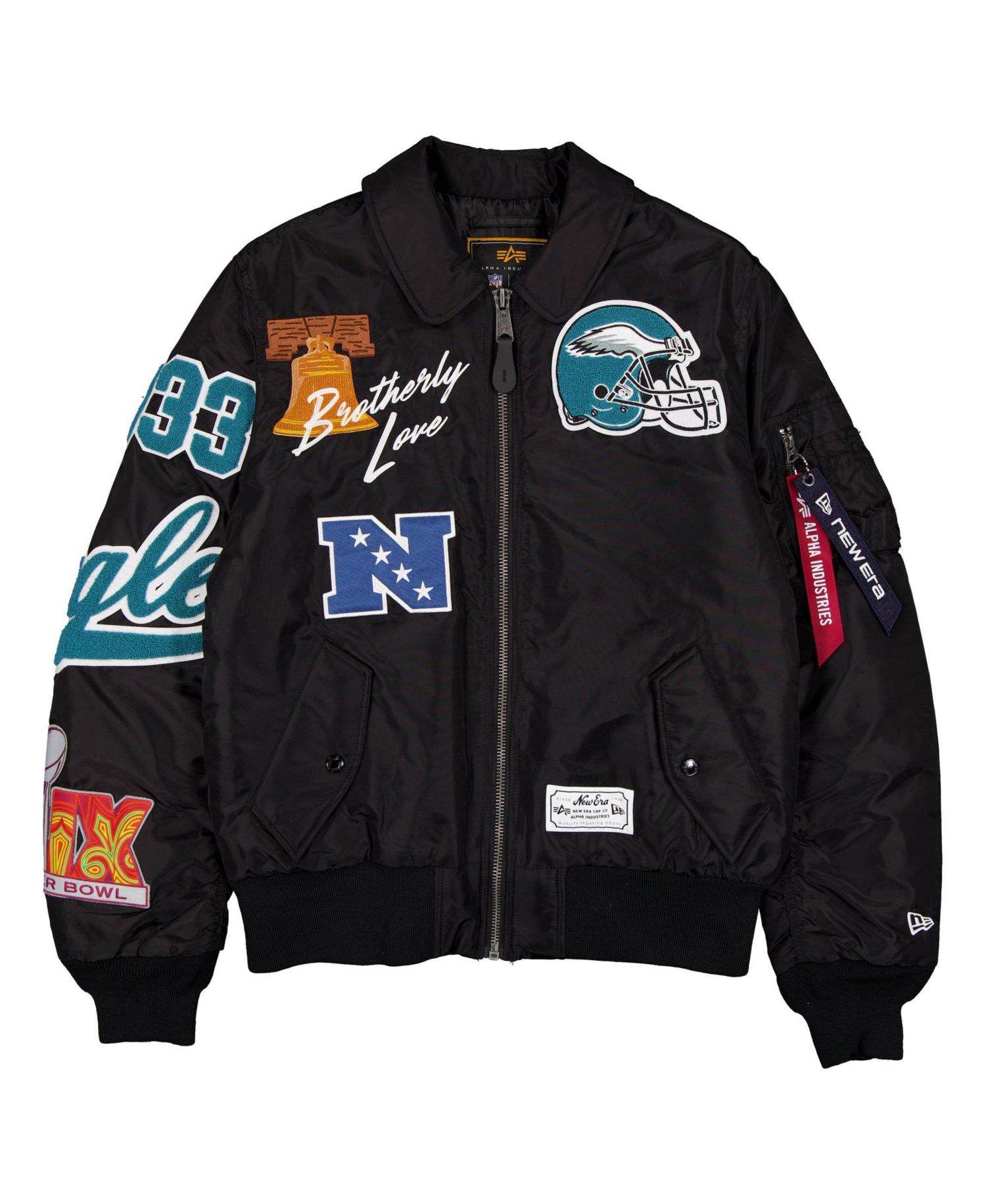 Men's Black Philadelphia Eagles MA-1 Full-Zip Bomber Jacket