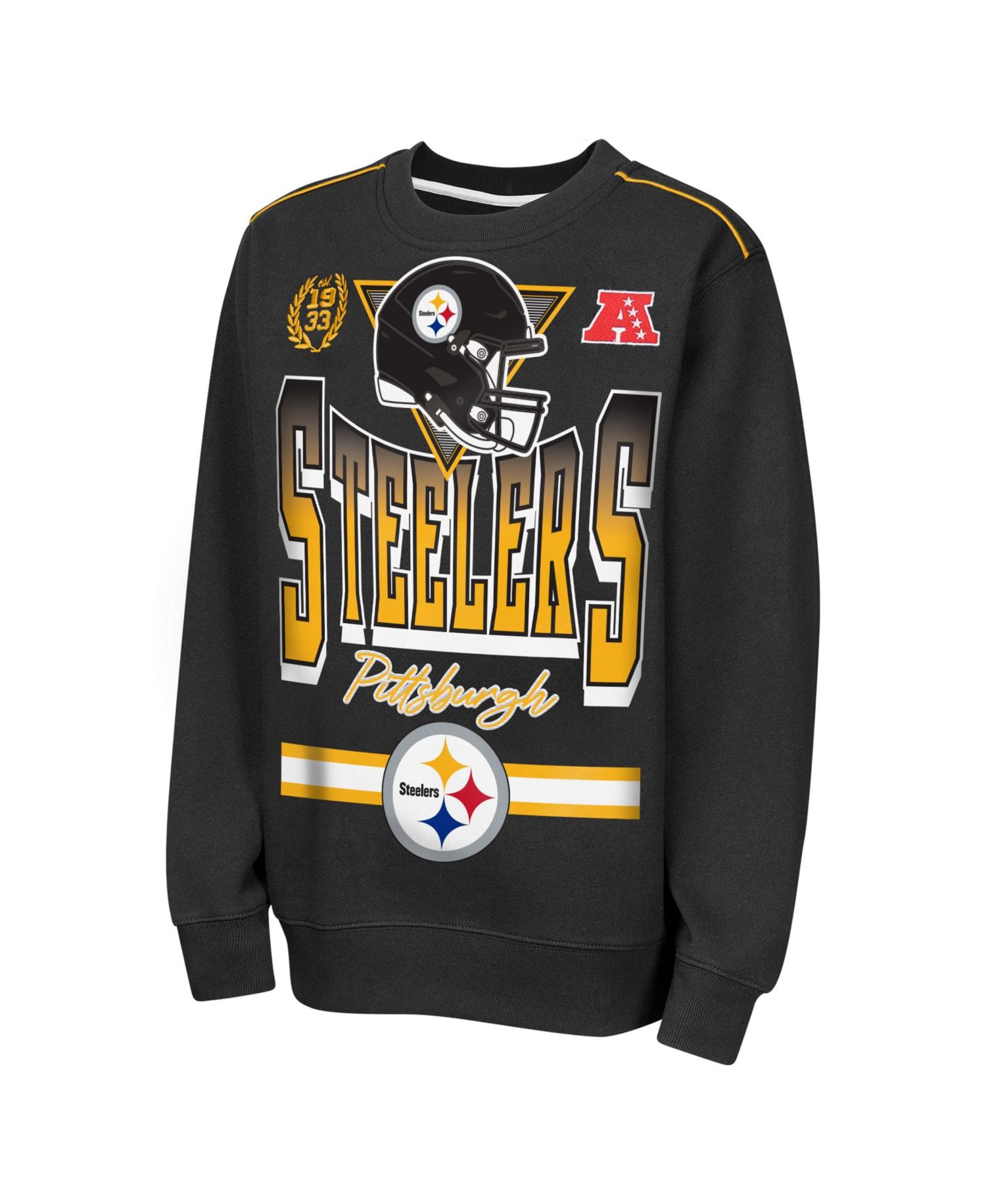 Big Boys and Girls Black Pittsburgh Steelers Run Gun Fleece Sweatshirt