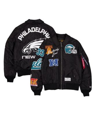 Men's Black Philadelphia Eagles MA-1 Full-Zip Bomber Jacket