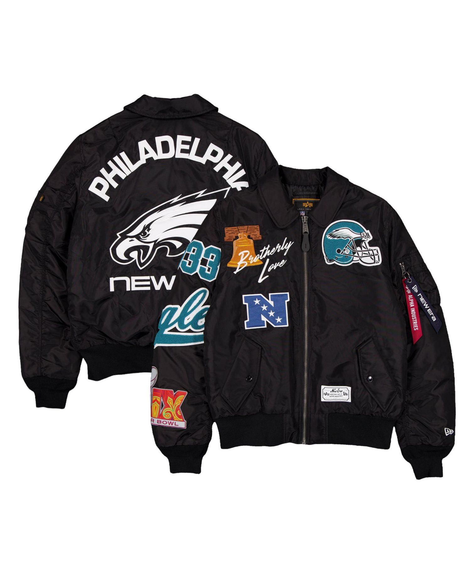 Men's Black Philadelphia Eagles MA-1 Full-Zip Bomber Jacket