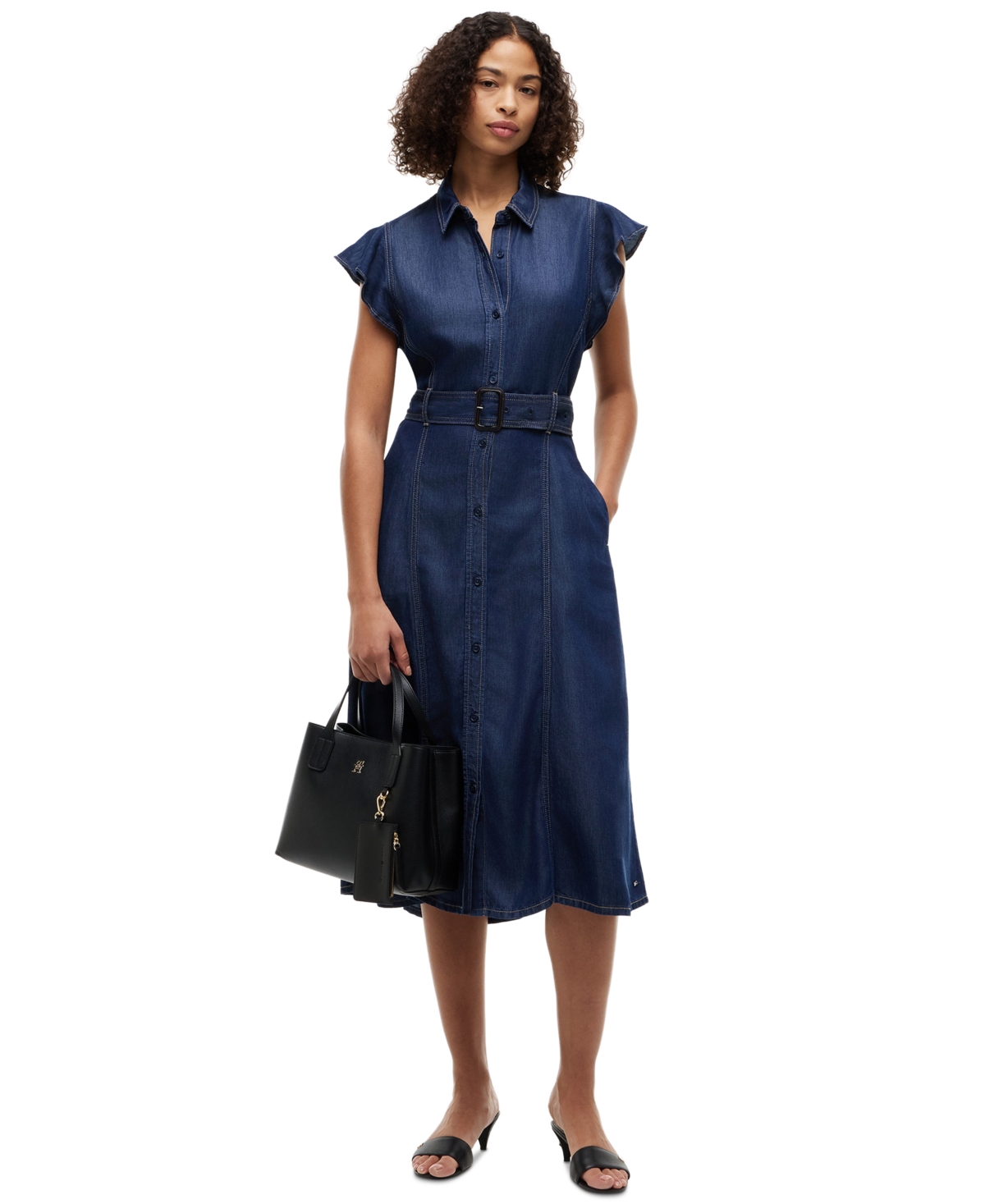 Tommy Hilfiger Women's Collar Short-Sleeve Midi Dress