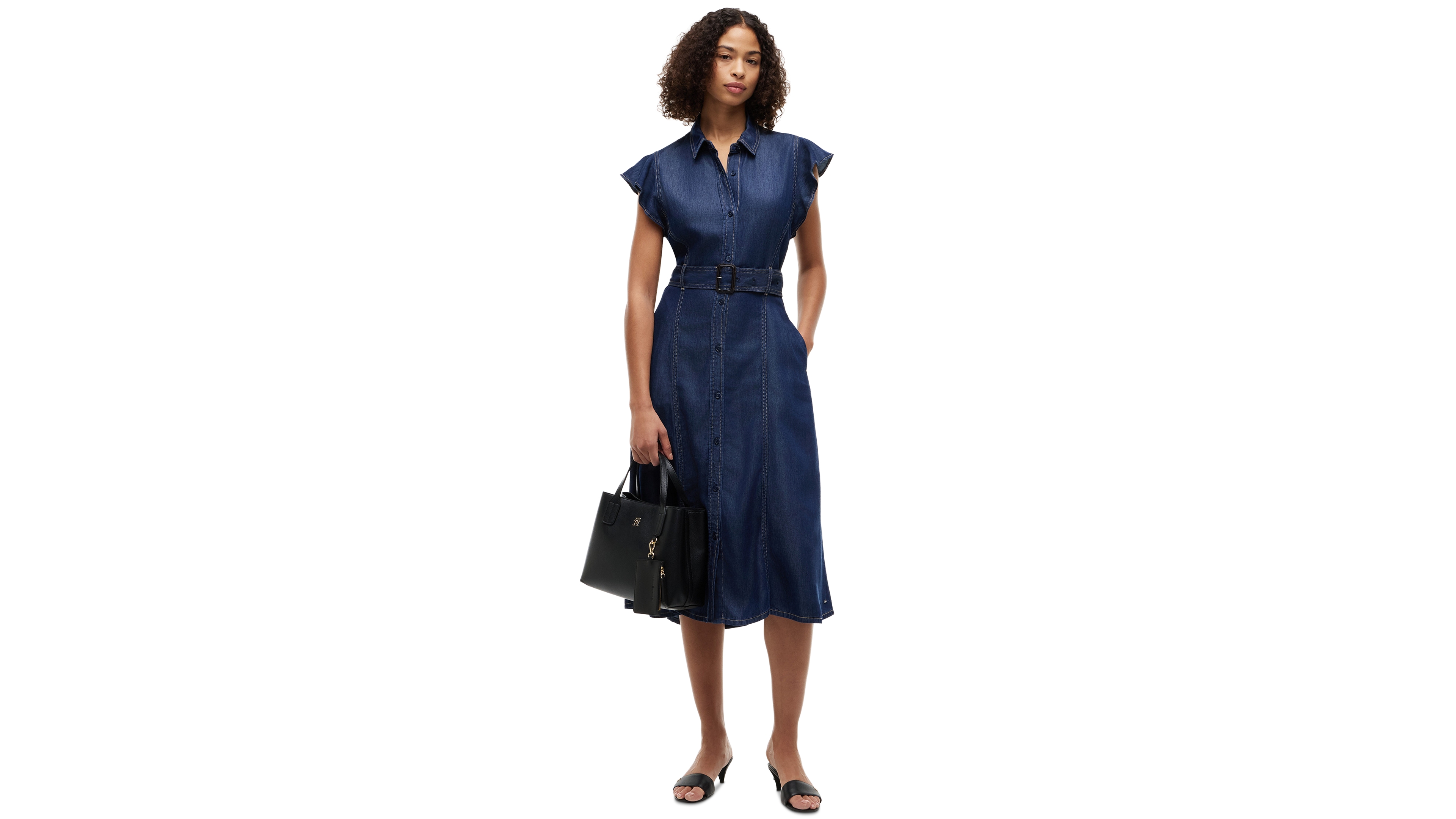 Tommy Hilfiger Women's Collar Short-Sleeve Midi Dress