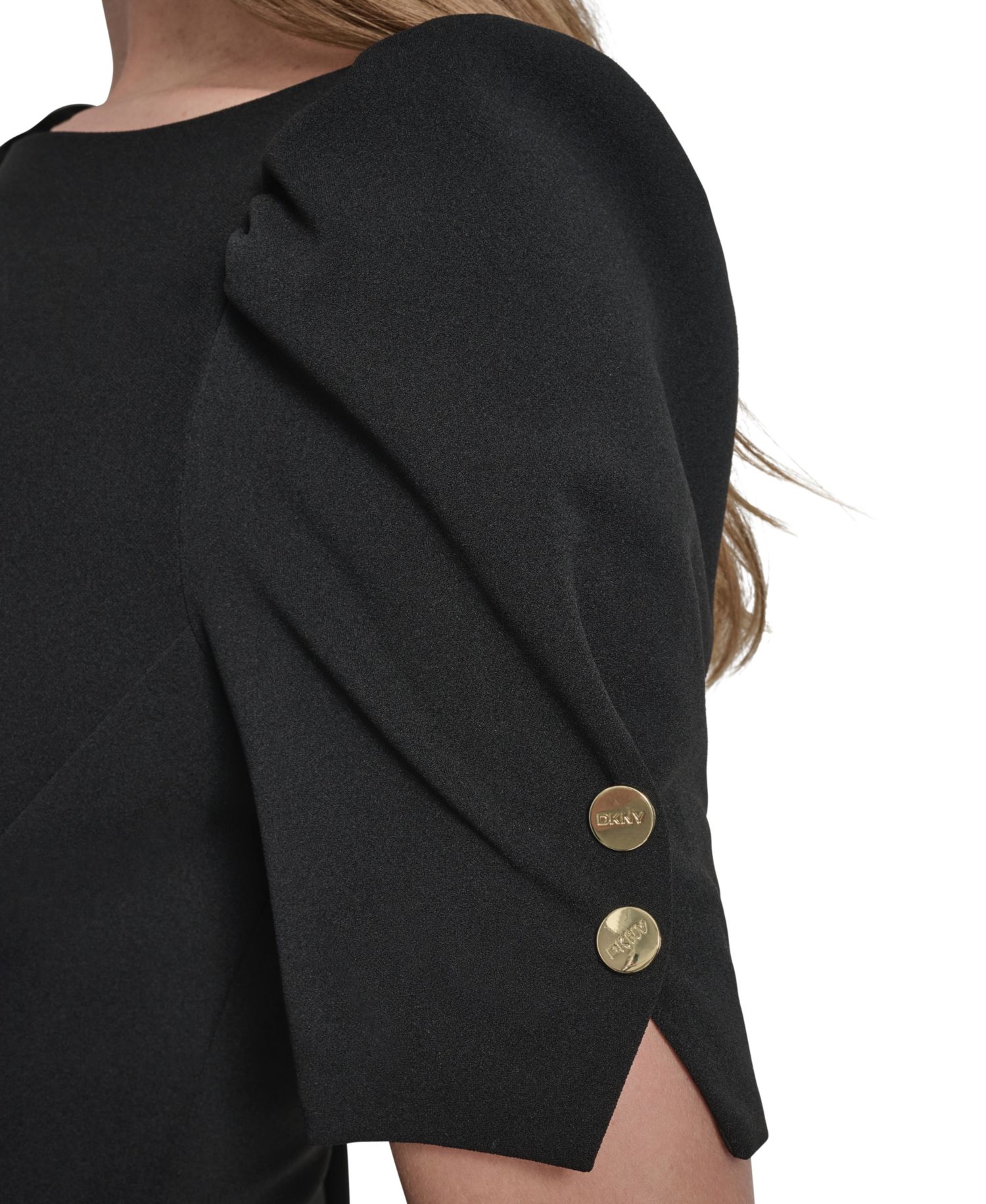 Women's Puff-Sleeve Ruched Boat-Neck Dress