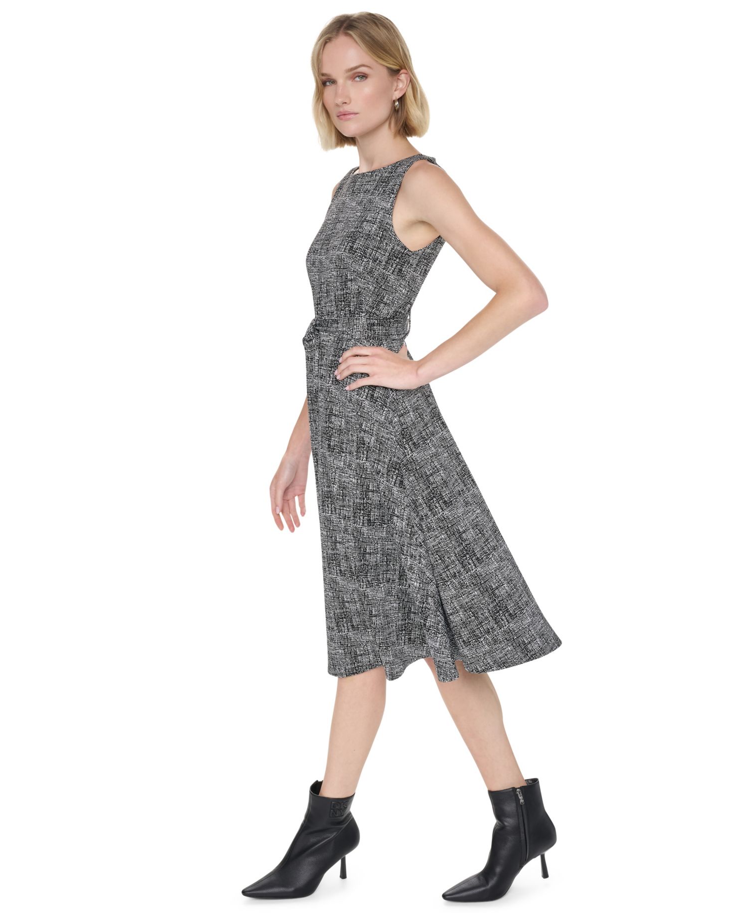 Women's Fit-and-Flare Jewel-Neckline Midi Dress