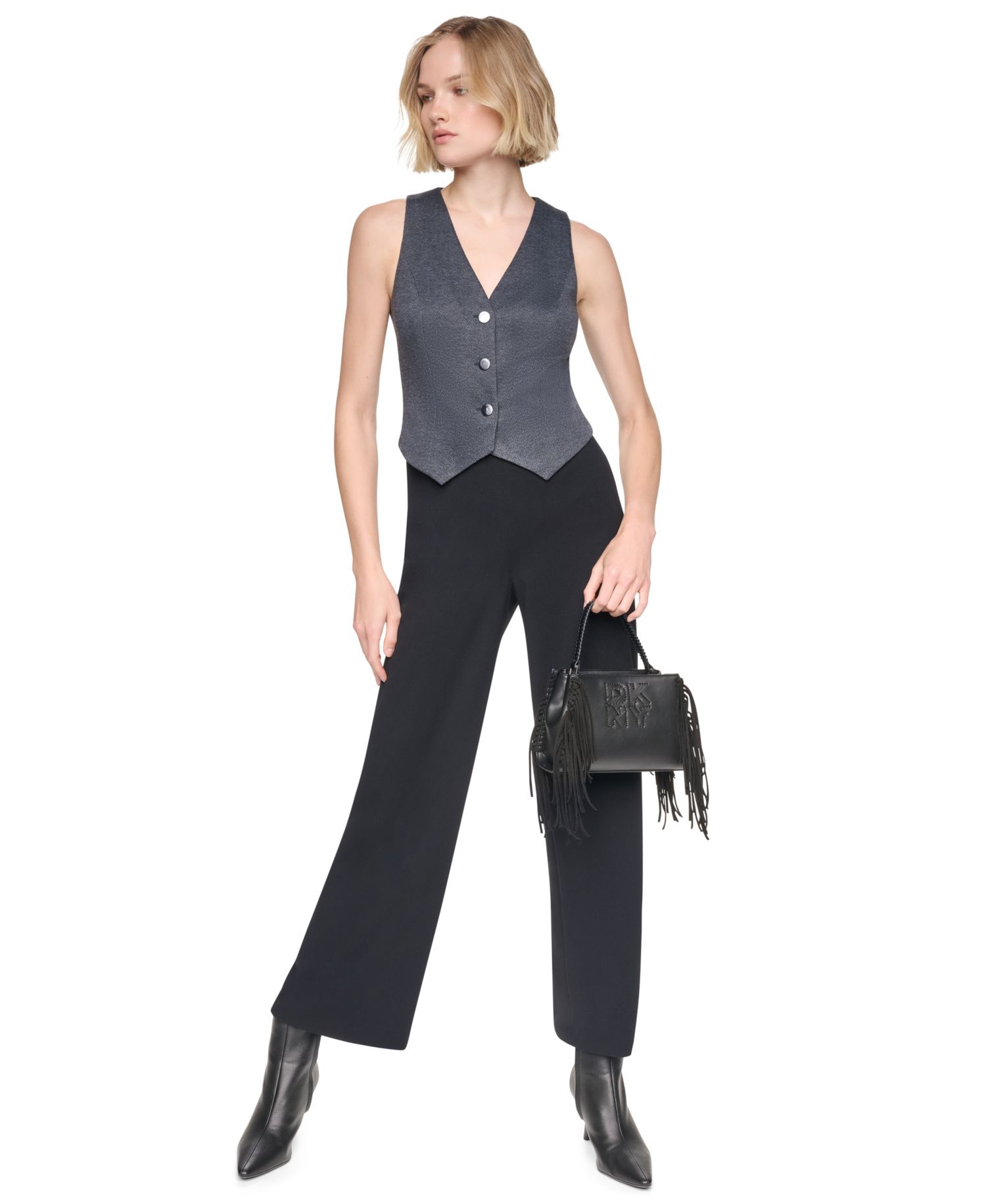 Women's Sleeveless Vest V-Neck Wide-Leg Jumpsuit