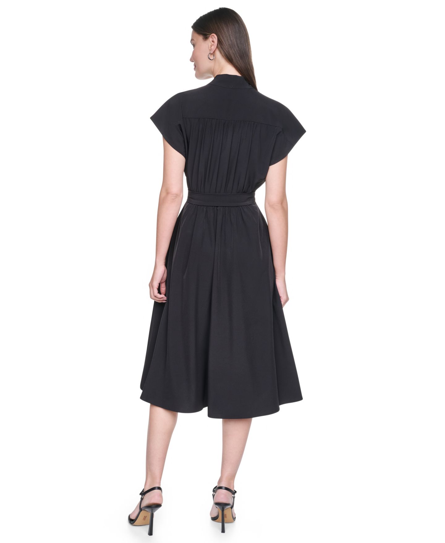Женское платье DKNY Cap Sleeve Wrap Midi, цвет: Чёрный — фото 4
