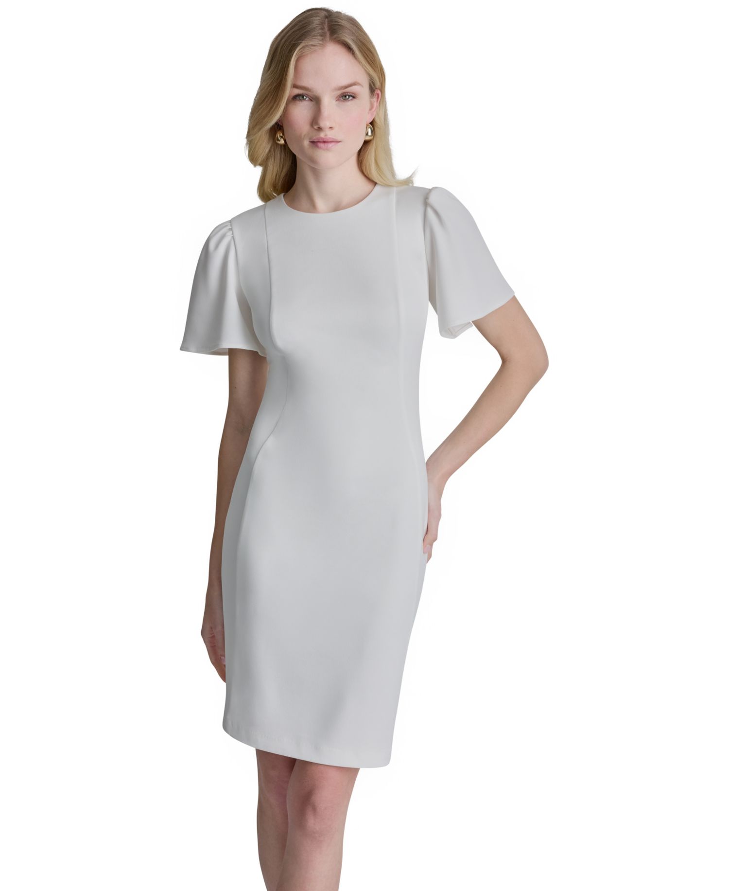 Women's Flutter Short-Sleeve Sheath Dress