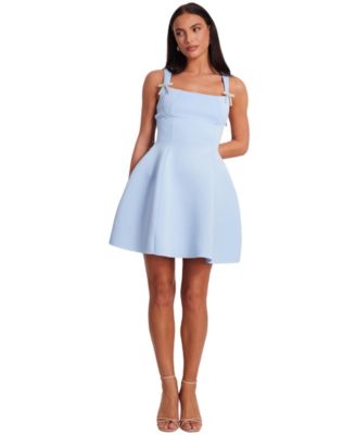Women's Scuba Crepe Bow Diamante Mini Dress