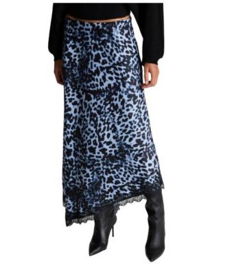 Women's Asymmetrical Leopard-Print Lace Skirt