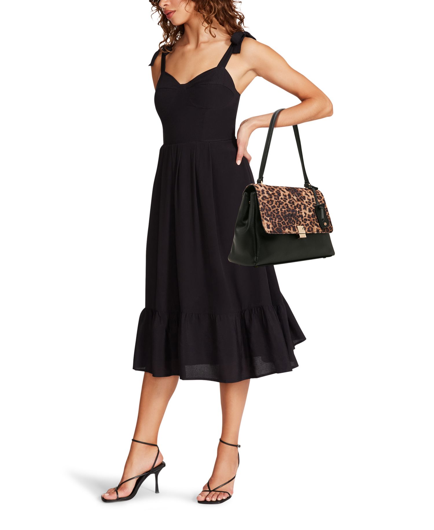 Faux Cheetah Medium Flap Shoulder Handbag
