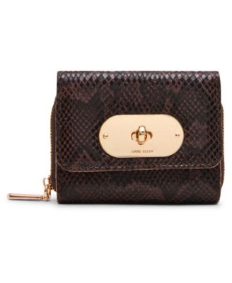 Women's Faux-Croc Trifold Turn-Lock Wallet