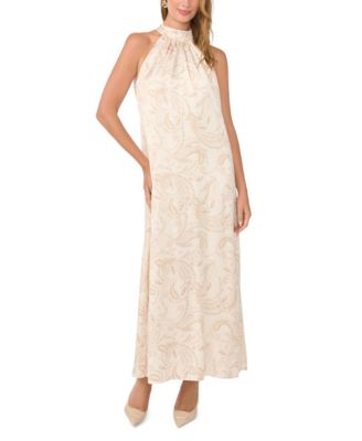 Women's Halter Satin Paisley-Print Maxi Dress