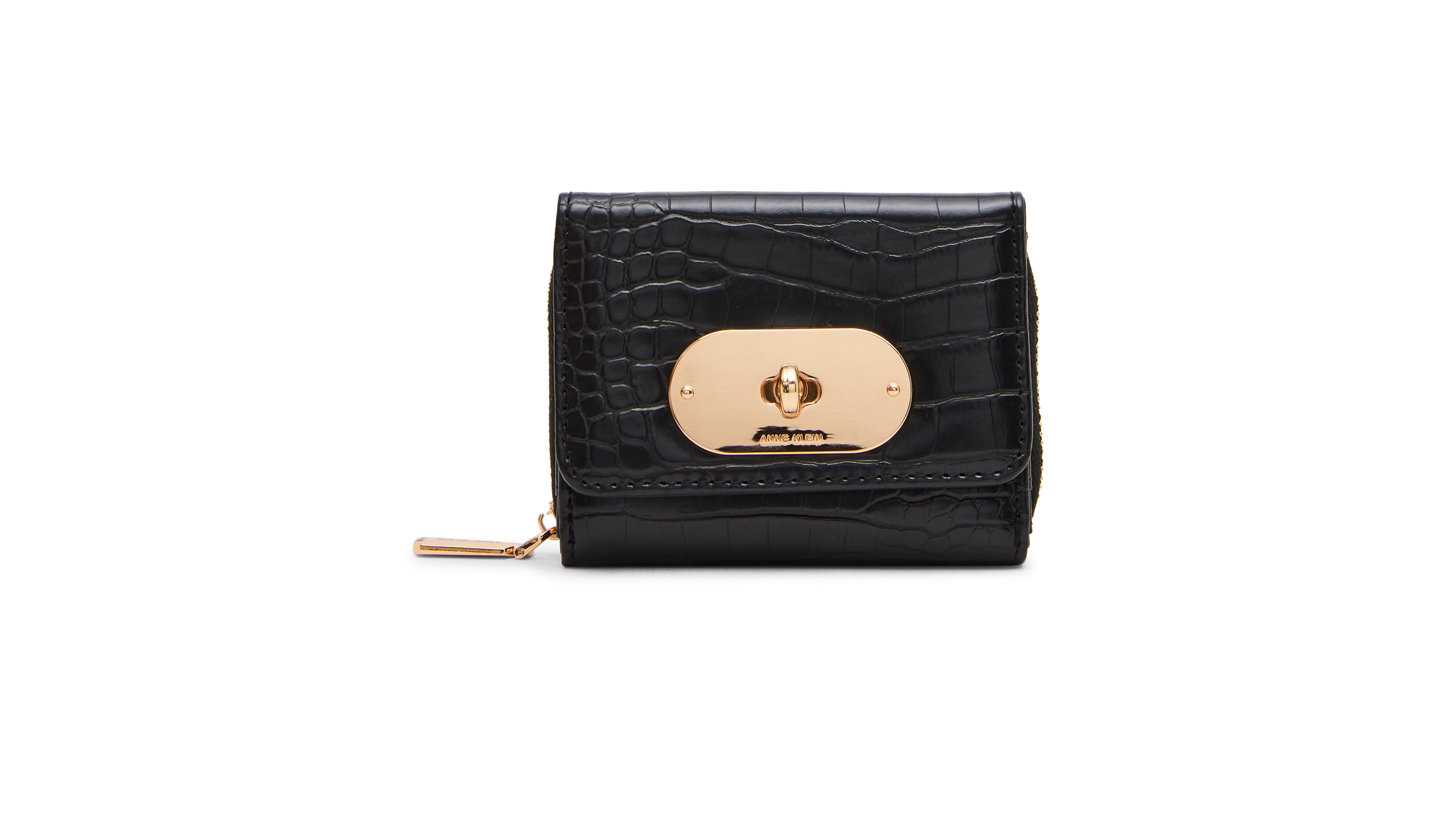 Anne Klein Women's Faux-Croc Trifold Turn-Lock Wallet