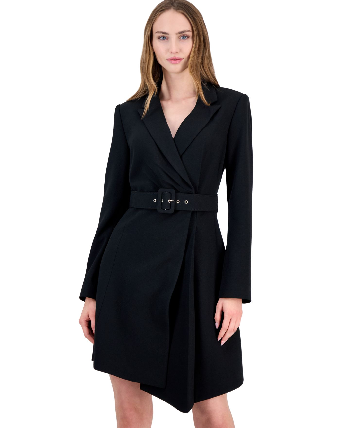 Женские платья Tahari ASL Asymmetrical Belted Coatdress, цвет: Чёрный — фото 3