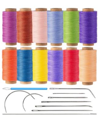 12 Spool 3 Ply Bonded Polyester Waxed Thread Kit 0.8mm Thick 35 Yards Per Spool For Leather Sewing Crafting