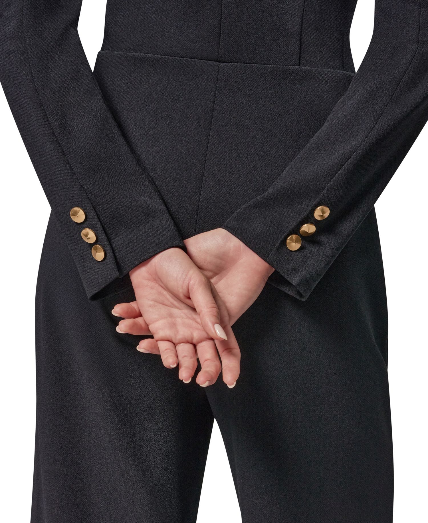 Women's Satin Lapel Long-Sleeve Double-Breasted Wide-Leg Jumpsuit