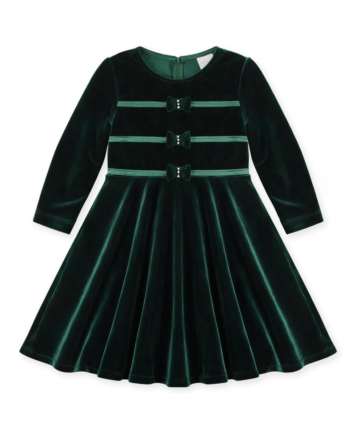 Florence Eiseman Girls' 4-16 Long-Sleeve Knee-Length Velvet Dress with Hand-Stitched Pearls