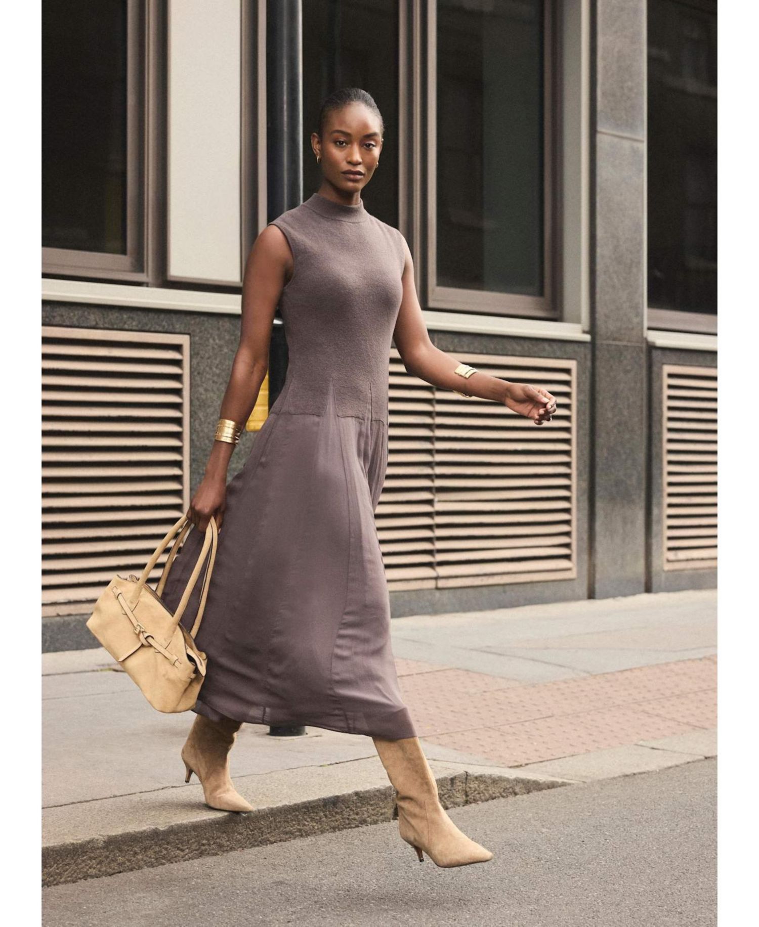 Women's Sleeveless Knit Midi Dress