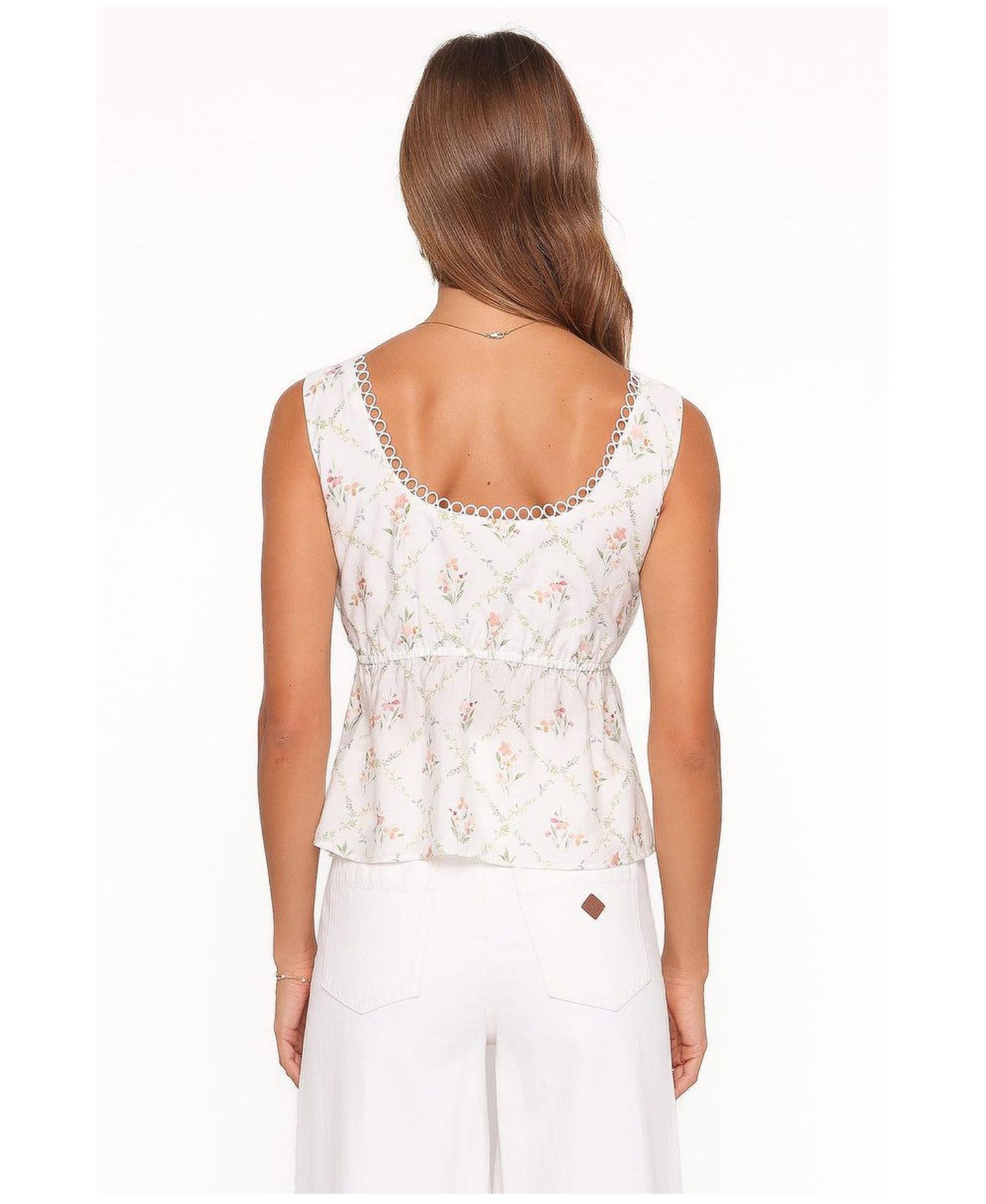 Женский топ Petal and Pup Gail Scoop Neck Sleeveless, цвет: Белый винтажный с принтом — фото 4
